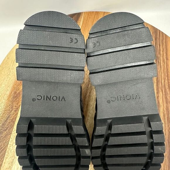 Vionic Janara Women's 7.5 Quilted Nylon Chunky Heel Ankle Black Boots - Picture 9 of 10